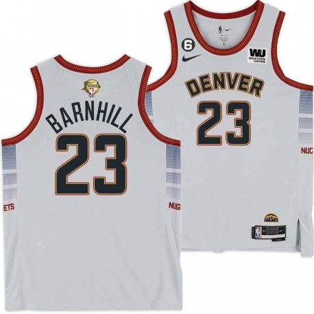 2022-2023 City Edition Nuggets #23 John Barnhill 2023 Finals Jersey with Western Union (WU) Sponsor and 6 Patch