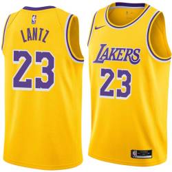 Gold Stu Lantz Twill Basketball Jersey -Lakers #23 Lantz Twill Jerseys, FREE SHIPPING