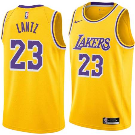 Gold Stu Lantz Twill Basketball Jersey -Lakers #23 Lantz Twill Jerseys, FREE SHIPPING