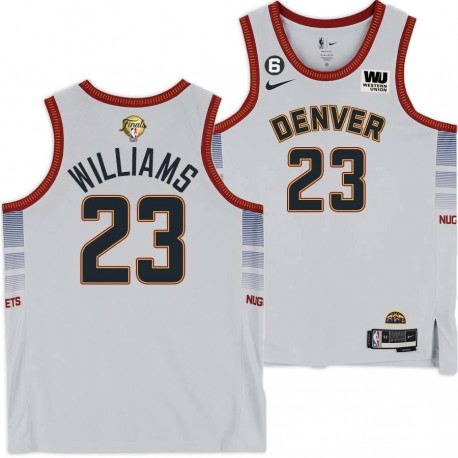 2022-2023 City Edition Nuggets #23 Shelden Williams 2023 Finals Jersey with Western Union (WU) Sponsor and 6 Patch