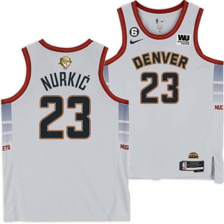 2022-2023 City Edition Nuggets #23 Jusuf Nurkić 2023 Finals Jersey with Western Union (WU) Sponsor and 6 Patch