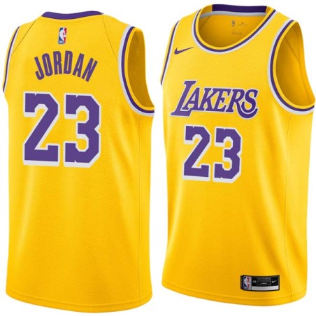 Gold Reggie Jordan Twill Basketball Jersey -Lakers #23 Jordan Twill Jerseys, FREE SHIPPING