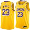 Gold Mario Bennett Twill Basketball Jersey -Lakers #23 Bennett Twill Jerseys, FREE SHIPPING