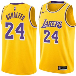 Gold Herm Schaefer Twill Basketball Jersey -Lakers #24 Schaefer Twill Jerseys, FREE SHIPPING