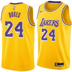 Gold Walter Dukes Twill Basketball Jersey -Lakers #24 Dukes Twill Jerseys, FREE SHIPPING