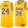 Gold Bobby Smith Twill Basketball Jersey -Lakers #24 Smith Twill Jerseys, FREE SHIPPING