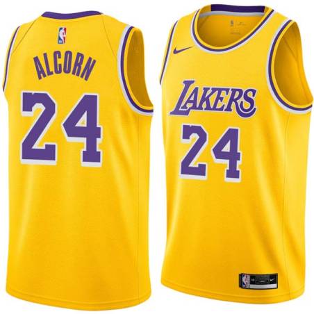 Gold Gary Alcorn Twill Basketball Jersey -Lakers #24 Alcorn Twill Jerseys, FREE SHIPPING