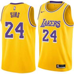 Gold Bob Sims Twill Basketball Jersey -Lakers #24 Sims Twill Jerseys, FREE SHIPPING