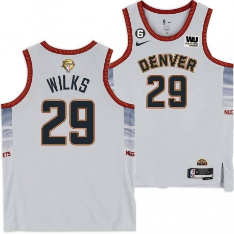 2022-2023 City Edition Nuggets #29 Mike Wilks 2023 Finals Jersey with Western Union (WU) Sponsor and 6 Patch