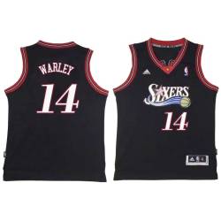 Black Throwback Ben Warley Twill Basketball Jersey -76ers #14 Warley Twill Jerseys, FREE SHIPPING