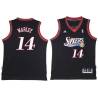 Black Throwback Ben Warley Twill Basketball Jersey -76ers #14 Warley Twill Jerseys, FREE SHIPPING