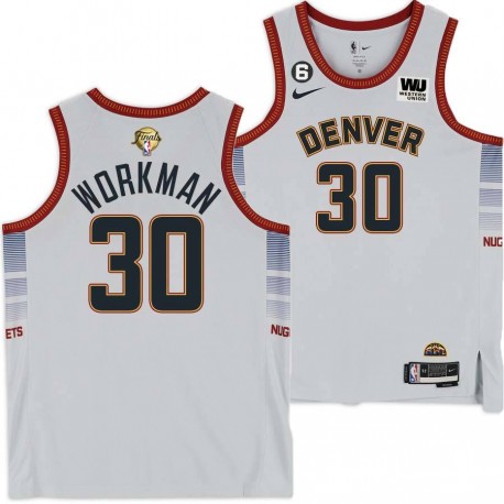 2022-2023 City Edition Nuggets #30 Tom Workman 2023 Finals Jersey with Western Union (WU) Sponsor and 6 Patch