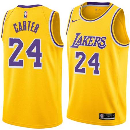 Gold Butch Carter Twill Basketball Jersey -Lakers #24 Carter Twill Jerseys, FREE SHIPPING