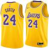 Gold Butch Carter Twill Basketball Jersey -Lakers #24 Carter Twill Jerseys, FREE SHIPPING