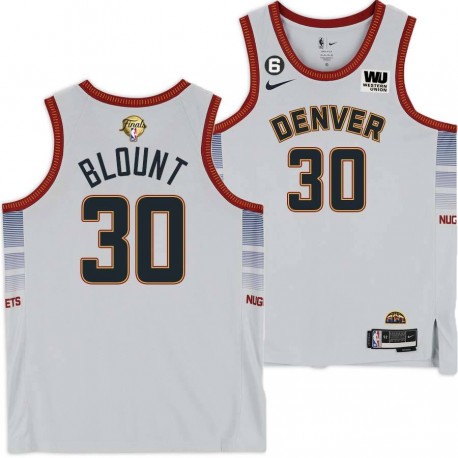 2022-2023 City Edition Nuggets #30 Mark Blount 2023 Finals Jersey with Western Union (WU) Sponsor and 6 Patch