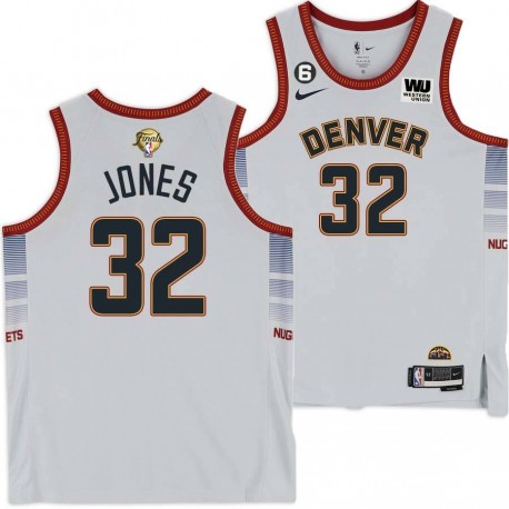 2022-2023 City Edition Nuggets #32 Larry Jones 2023 Finals Jersey with Western Union (WU) Sponsor and 6 Patch