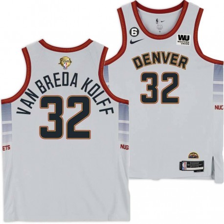 2022-2023 City Edition Nuggets #32 Jan van Breda Kolff 2023 Finals Jersey with Western Union (WU) Sponsor and 6 Patch