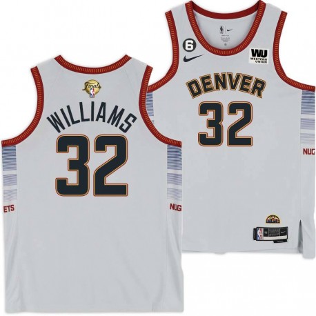 2022-2023 City Edition Nuggets #32 Eric Williams 2023 Finals Jersey with Western Union (WU) Sponsor and 6 Patch