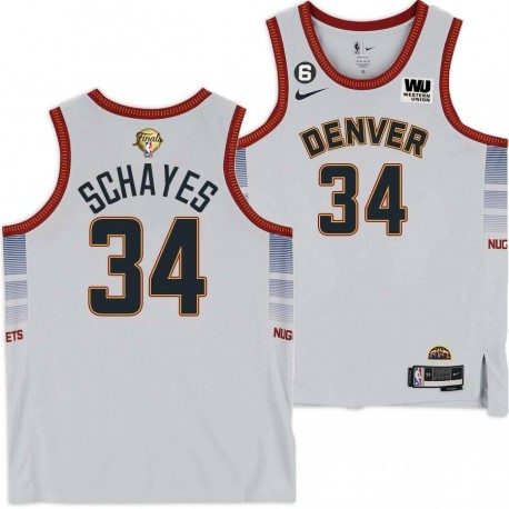 2022-2023 City Edition Nuggets #34 Danny Schayes 2023 Finals Jersey with Western Union (WU) Sponsor and 6 Patch