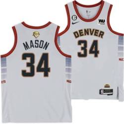 2022-2023 City Edition Nuggets #34 Anthony Mason 2023 Finals Jersey with Western Union (WU) Sponsor and 6 Patch