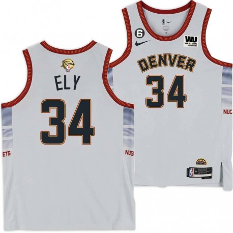 2022-2023 City Edition Nuggets #34 Melvin Ely 2023 Finals Jersey with Western Union (WU) Sponsor and 6 Patch