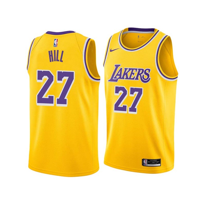 Gold Jordan Hill Twill Basketball Jersey -Lakers #27 Hill Twill Jerseys, FREE SHIPPING