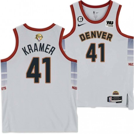 2022-2023 City Edition Nuggets #41 Arvid Kramer 2023 Finals Jersey with Western Union (WU) Sponsor and 6 Patch