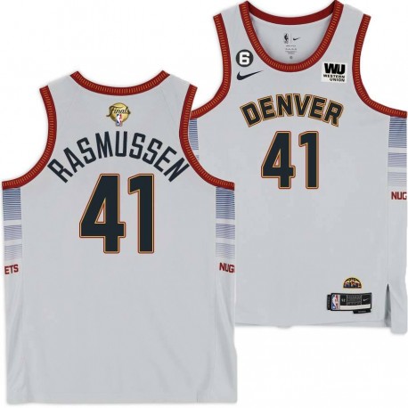 2022-2023 City Edition Nuggets #41 Blair Rasmussen 2023 Finals Jersey with Western Union (WU) Sponsor and 6 Patch