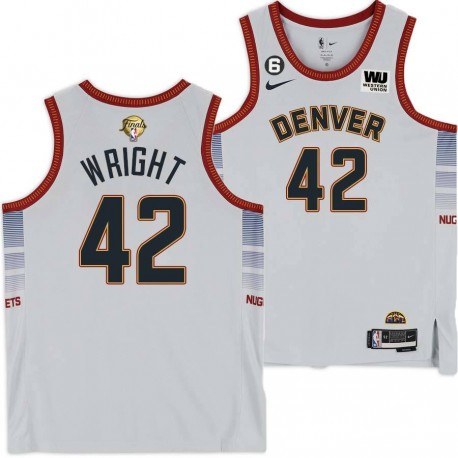 2022-2023 City Edition Nuggets #42 Lonnie Wright 2023 Finals Jersey with Western Union (WU) Sponsor and 6 Patch