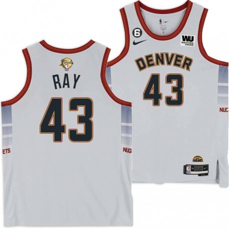 2022-2023 City Edition Nuggets #43 James Ray 2023 Finals Jersey with Western Union (WU) Sponsor and 6 Patch