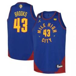 Jordan_Blue Nuggets #43 Kevin Brooks 2023 Finals Jersey with Western Union (WU) Sponsor and 6 Patch