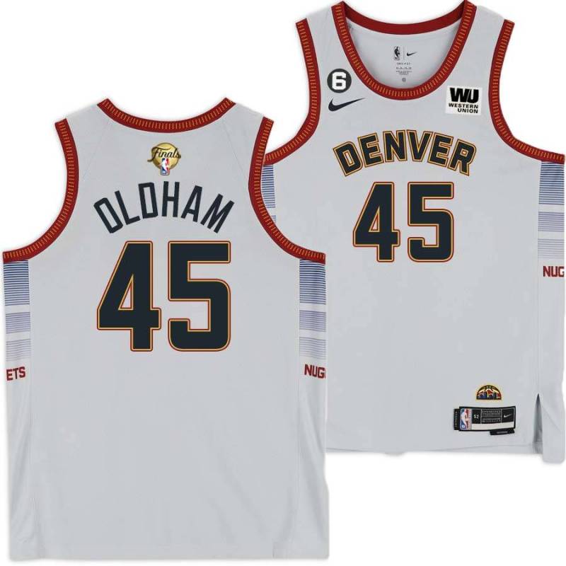 2022-2023 City Edition Nuggets #45 Jawann Oldham 2023 Finals Jersey with Western Union (WU) Sponsor and 6 Patch