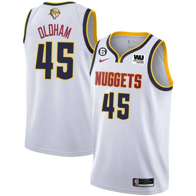 White Nuggets #45 Jawann Oldham 2023 Finals Jersey with Western Union (WU) Sponsor and 6 Patch