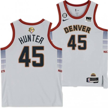 2022-2023 City Edition Nuggets #45 Steven Hunter 2023 Finals Jersey with Western Union (WU) Sponsor and 6 Patch