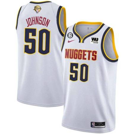White Nuggets #50 Ervin Johnson 2023 Finals Jersey with Western Union (WU) Sponsor and 6 Patch