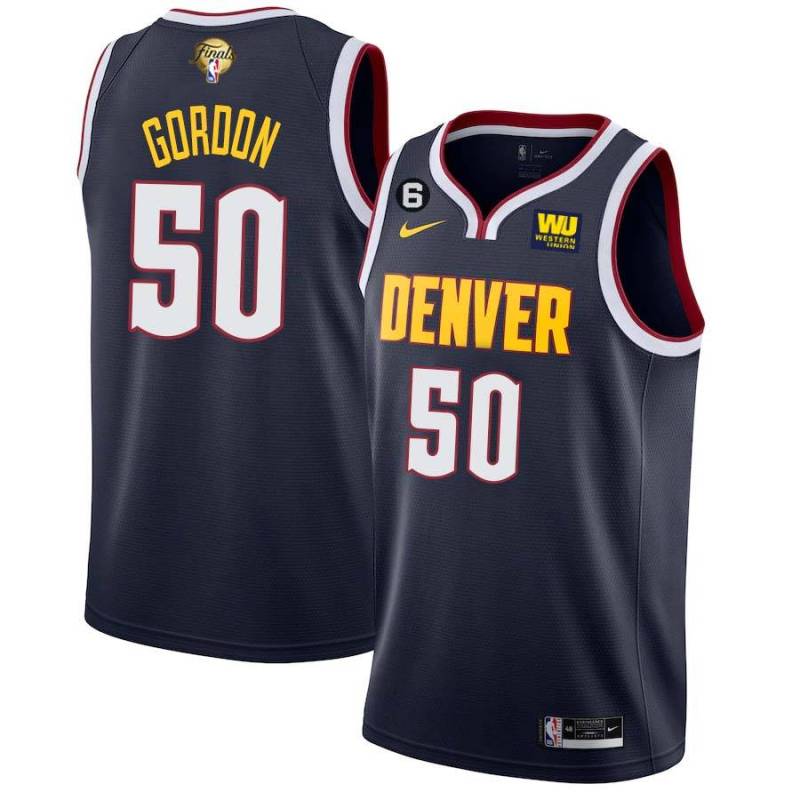 Navy Nuggets #50 Aaron Gordon 2023 Finals Jersey with Western Union (WU) Sponsor and 6 Patch