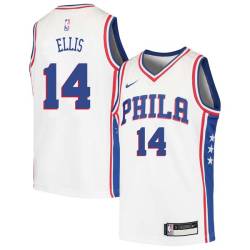 White Leroy Ellis Twill Basketball Jersey -76ers #14 Ellis Twill Jerseys, FREE SHIPPING