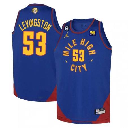 Jordan_Blue Nuggets #53 Cliff Levingston 2023 Finals Jersey with Western Union (WU) Sponsor and 6 Patch