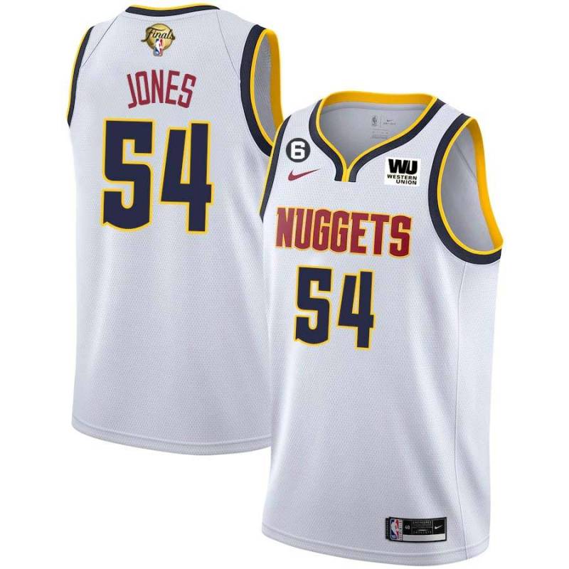 White Nuggets #54 Popeye Jones 2023 Finals Jersey with Western Union (WU) Sponsor and 6 Patch