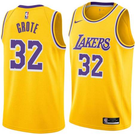 Gold Jerry Grote Twill Basketball Jersey -Lakers #32 Grote Twill Jerseys, FREE SHIPPING