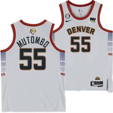 2022-2023 City Edition Nuggets #55 Dikembe Mutombo 2023 Finals Jersey with Western Union (WU) Sponsor and 6 Patch