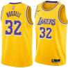 Gold Cazzie Russell Twill Basketball Jersey -Lakers #32 Russell Twill Jerseys, FREE SHIPPING