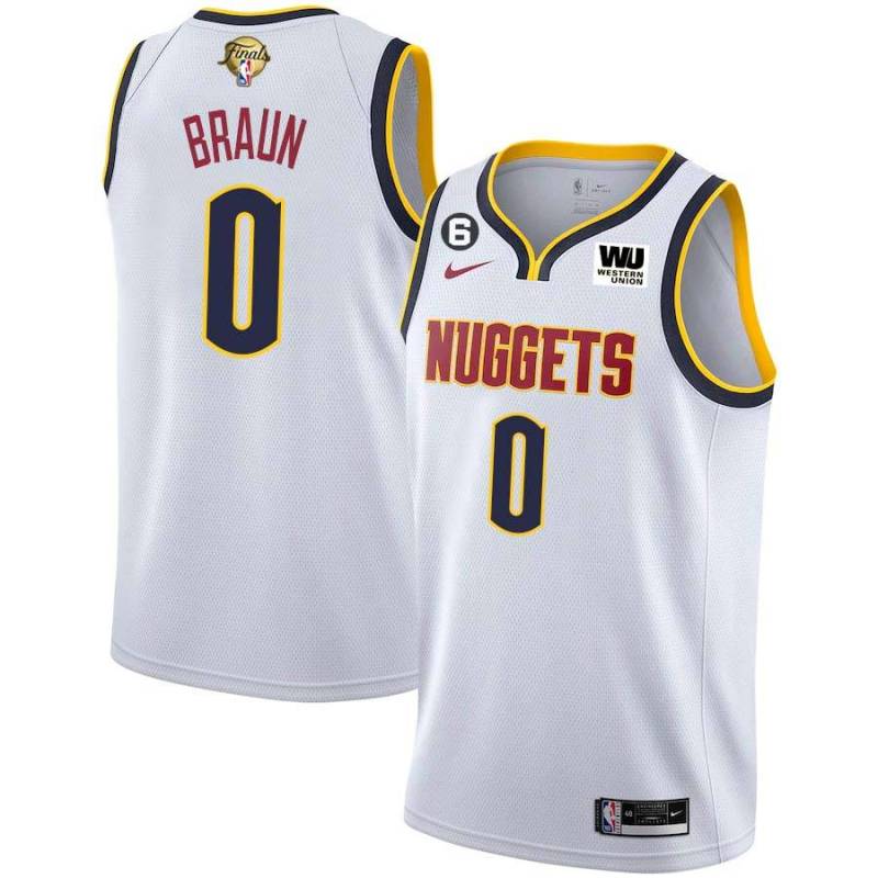 White Nuggets #0 Christian Braun 2023 Finals Jersey with Western Union (WU) Sponsor and 6 Patch