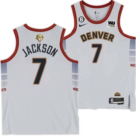 2022-2023 City Edition Nuggets #7 Reggie Jackson 2023 Finals Jersey with Western Union (WU) Sponsor and 6 Patch