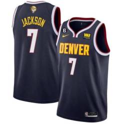 Navy Nuggets #7 Reggie Jackson 2023 Finals Jersey with Western Union (WU) Sponsor and 6 Patch