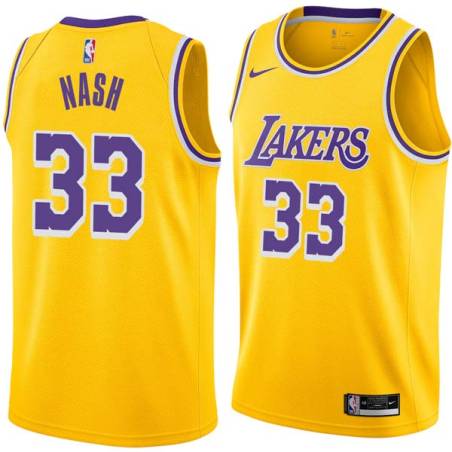 Gold Cotton Nash Twill Basketball Jersey -Lakers #33 Nash Twill Jerseys, FREE SHIPPING