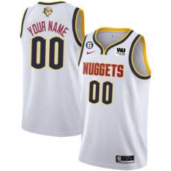 White Customized Nuggets 2023 Finals Jersey with Western Union (WU) Sponsor and 6 Patch(or Any Patch)