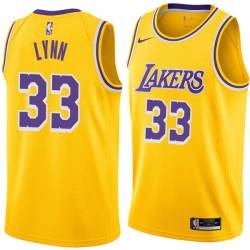 Gold Mike Lynn Twill Basketball Jersey -Lakers #33 Lynn Twill Jerseys, FREE SHIPPING