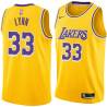 Gold Mike Lynn Twill Basketball Jersey -Lakers #33 Lynn Twill Jerseys, FREE SHIPPING