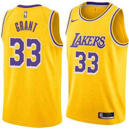 Gold Travis Grant Twill Basketball Jersey -Lakers #33 Grant Twill Jerseys, FREE SHIPPING